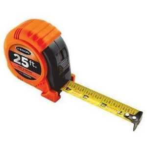 Measuring tape, with case in high visibility orange