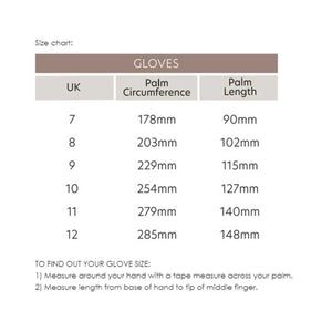 Arbortec Xpert Class 0 Chainsaw Glove size chart