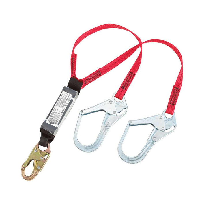 Dynamic 1” Double leg Web Lanyard With Shock Absorber and Rebar Hooks on Legs