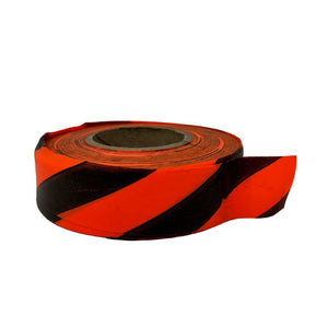 Presco Polar Glo Premium Flagging Tape, with Stripes Orange Glo with Black Stripes