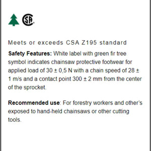 STC Battler Lumberjack Waterproof Chainsaw Boots safety information