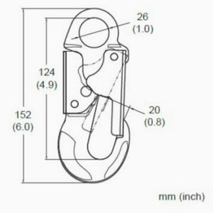 YOKE 5261 Aluminum Snap Hook Dimensions